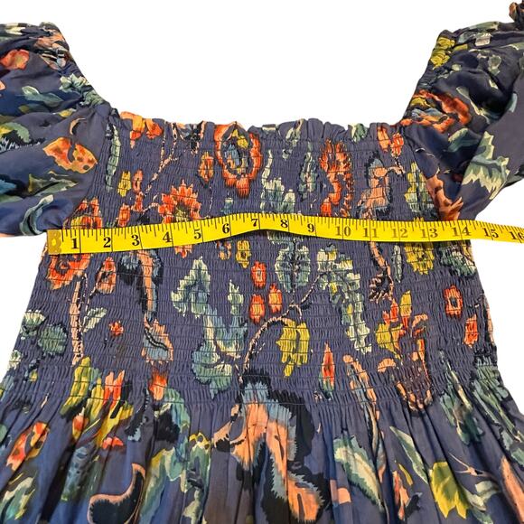 Velvet by Graham & Spencer Blue Floral Smocked  Mini Dress - Size L - Picture 6 of 13